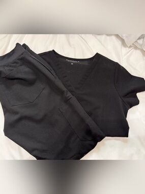 Mandala Black Wide Leg Scrub Set